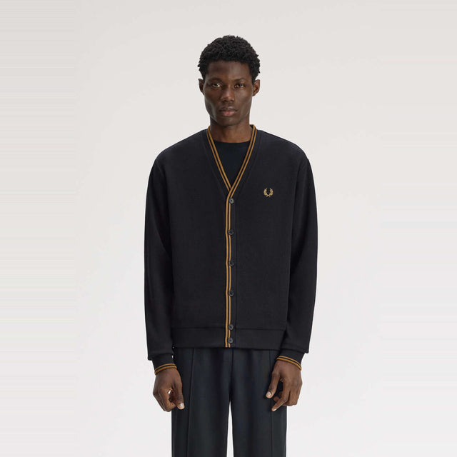 Tipped Pique Cardigan